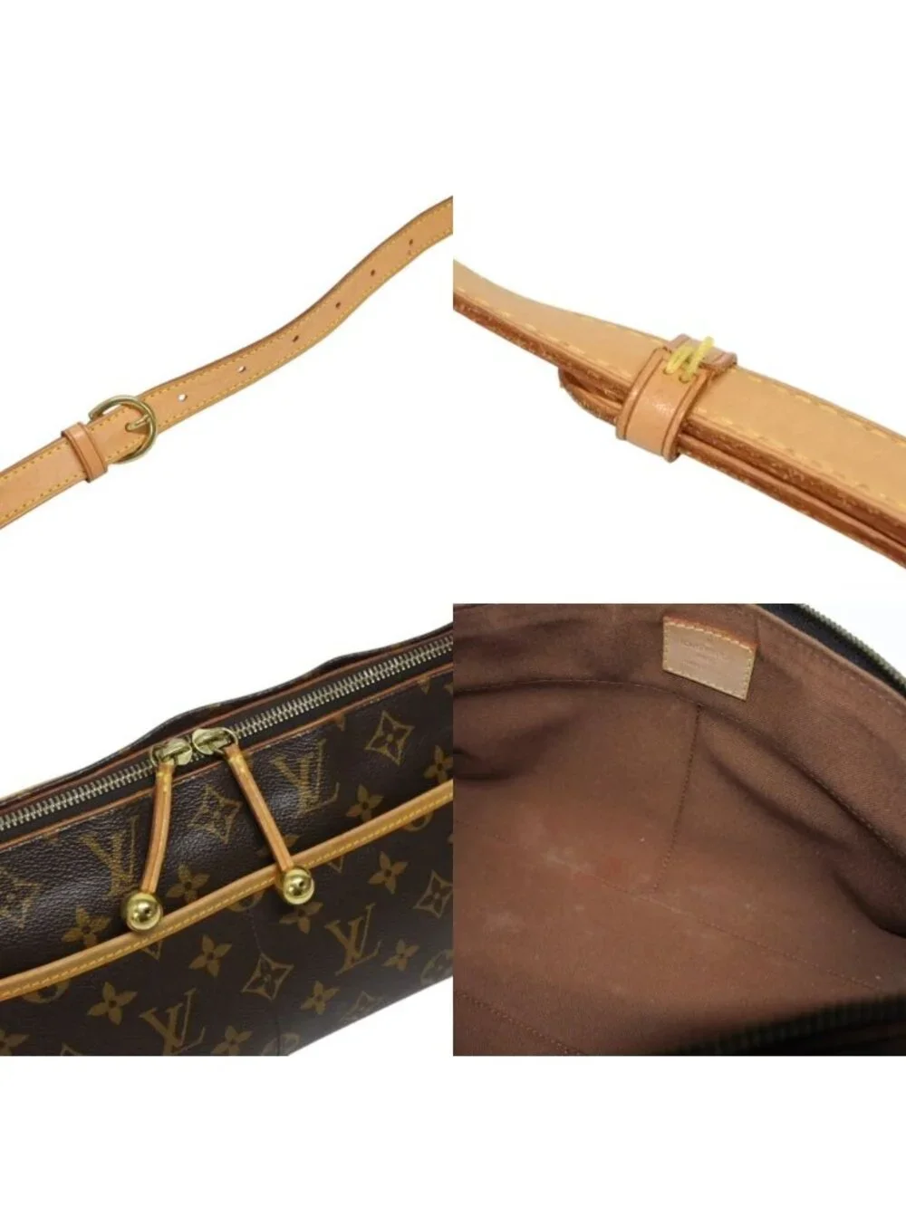 Louis Vuitton Popincourt Long Shoulder Bag Vachetta Leather Gold Brown